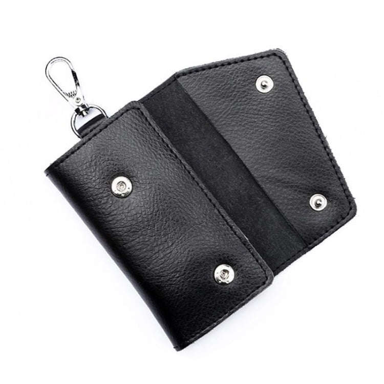 Multifunctional Litchi Texture Leather Keychain Bag Car Key Bag(Black)