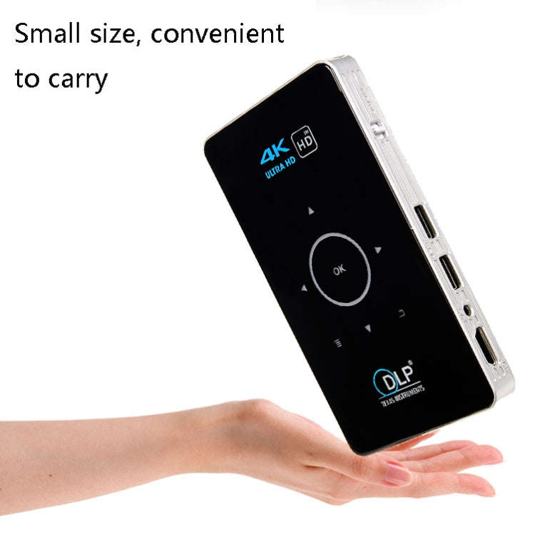C6 2GB+32GB Android Smart DLP HD Projector Mini Wireless Projector, US Plug (White)
