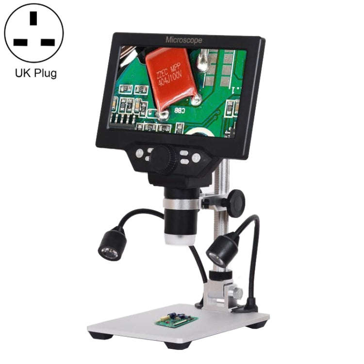 G1200D 7 Inch LCD Screen 1200X Portable Electronic Digital Desktop Stand Microscope(UK Plug With ...