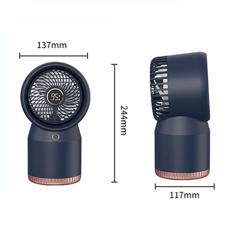 Spray Humidified LED Digital Display Office Home Fan, Style: 3600mAh Rechargeable(White)