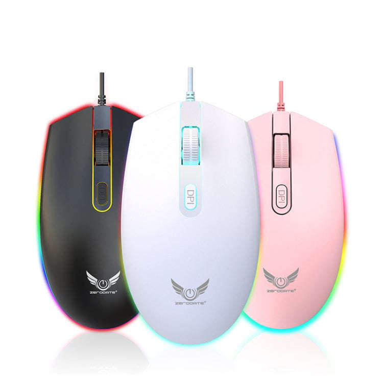Zerodate V6 4 Keys 1600DPI Game Colorful RGB Marquee USB Wired Mouse, Cable Length: 1.35m(White)