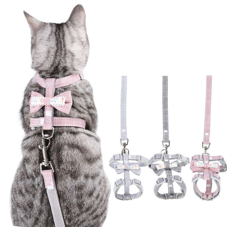 Bow-knot Anti-breakaway Adjustable Cat Leash L(Pink)