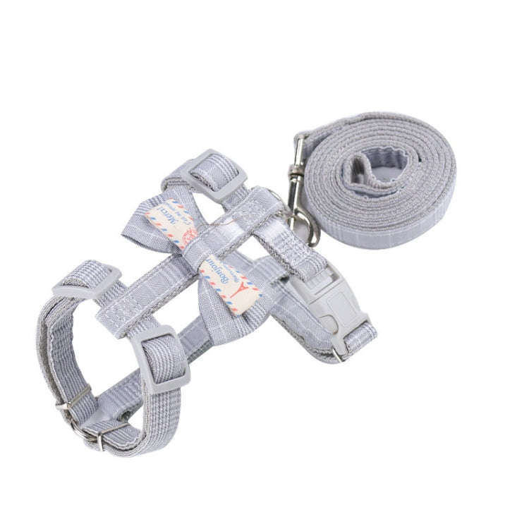 Bow-knot Anti-breakaway Adjustable Cat Leash L(Light Gray)