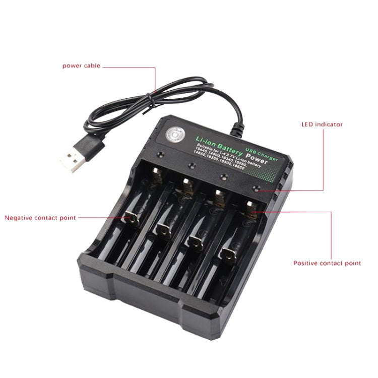 BMAX 18650 4.2V Lithium Battery USB Independent 4 Slot Charger(Colorful Box)
