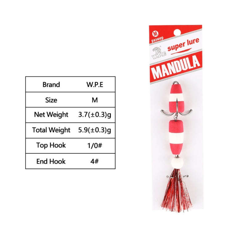 W.P.E PMG-M Foam Hook Soft Worm Bait Three Anchor Hook Fake Lures, Size: M(15)