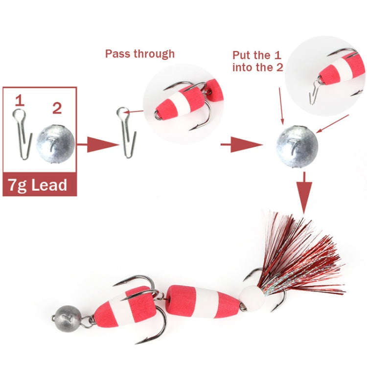 W.P.E PMG-M Foam Hook Soft Worm Bait Three Anchor Hook Fake Lures, Size: M(15)