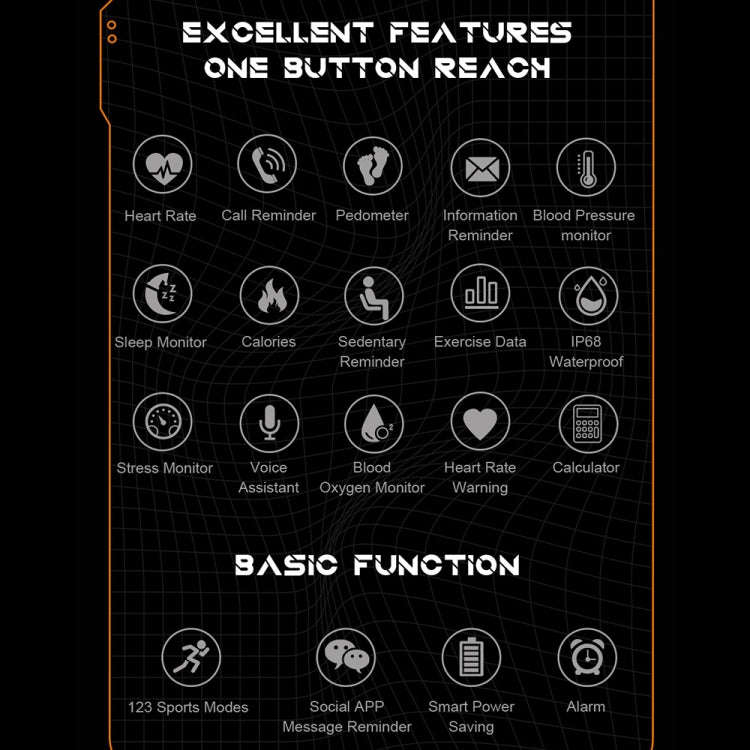 C20 Pro 1.83 Inch IP68 Waterproof Bluetooth Call Three-Proof Smart Sports Watch(Orange)