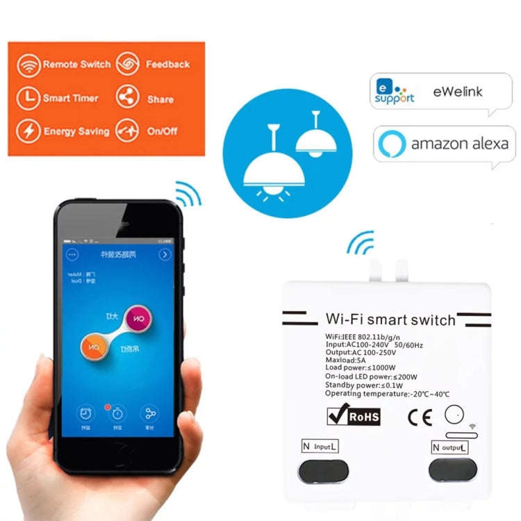 1000W 5A 2.4GHZ Ewelink APP WiFi Switch Module Support For Alexa Google Home IFTT