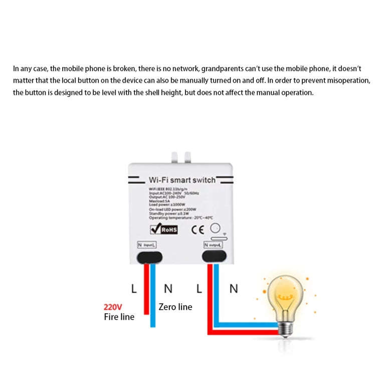 1000W 5A 2.4GHZ Ewelink APP WiFi Switch Module Support For Alexa Google Home IFTT