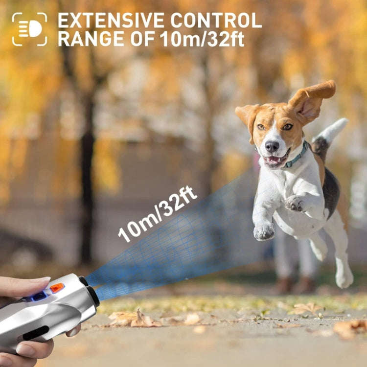 Ultrasonic Dog Repeller Stop Barker Dual Probe High Power Repeller Handheld Dog Trainer(Silver)