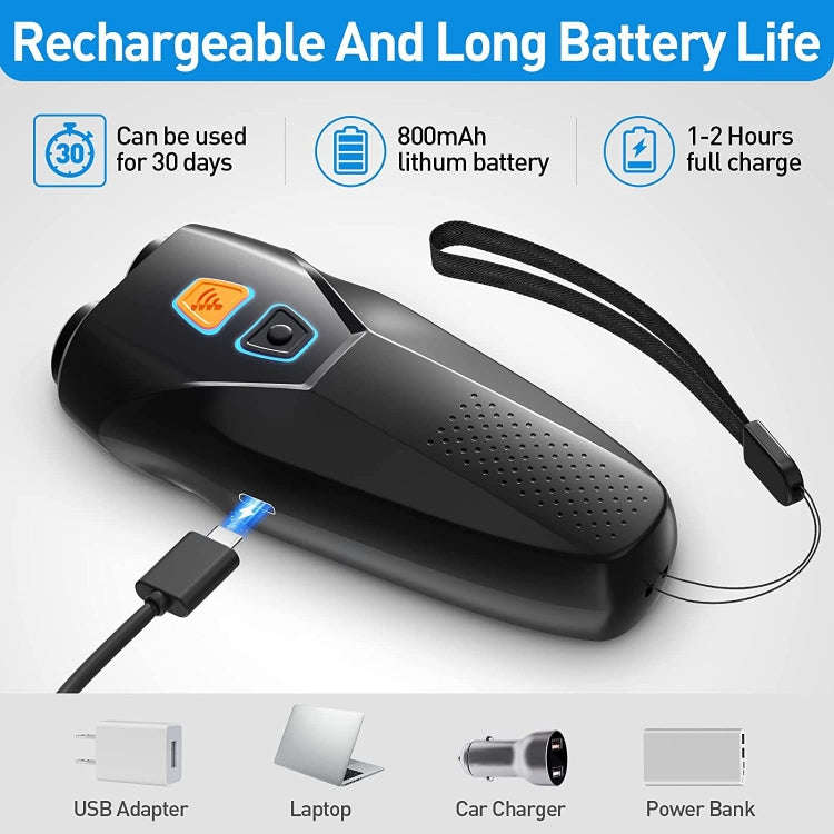 Ultrasonic Dog Repeller Stop Barker Dual Probe High Power Repeller Handheld Dog Trainer(Silver)