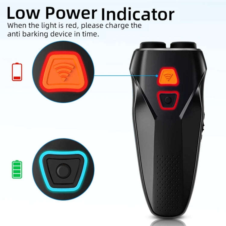 Ultrasonic Dog Repeller Stop Barker Dual Probe High Power Repeller Handheld Dog Trainer(Silver)