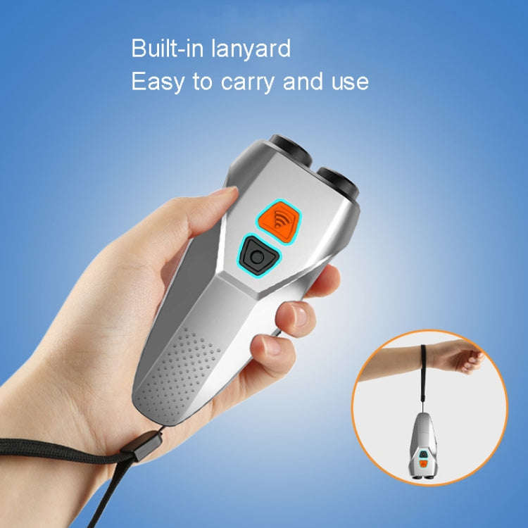 Ultrasonic Dog Repeller Stop Barker Dual Probe High Power Repeller Handheld Dog Trainer(Silver)