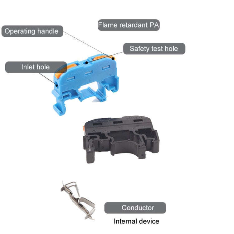 10pcs Guide Rail Type Replacement UK Quick Terminal Block 1 Input 1 Output(Blue)
