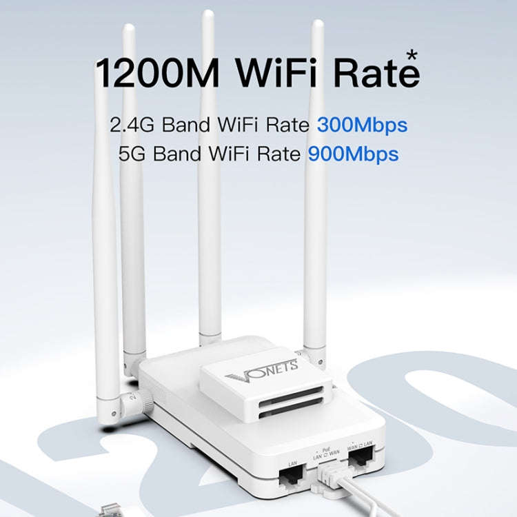 VONETS VAR1200-L 1200Mbps Wireless Bridge Built-in Antenna Dual-Band WiFi Repeater, With DC Adapt...