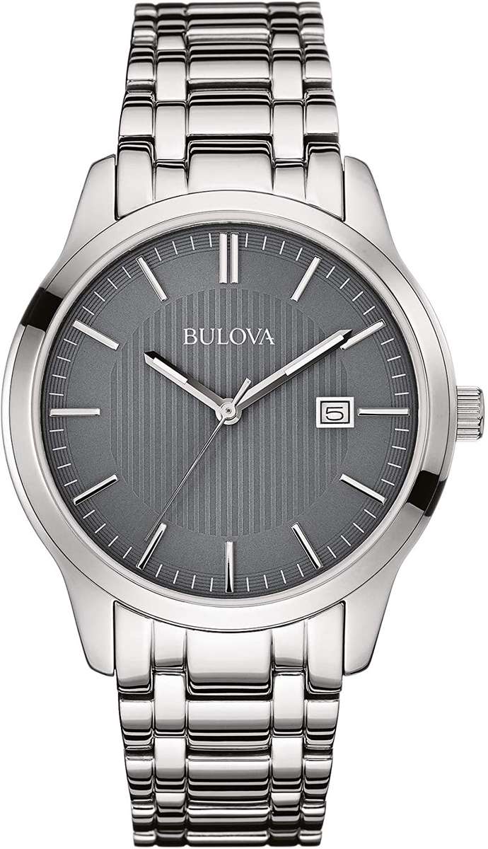 Authentic BULOVA Stainless Steel Gunmetal Dial Mens Watch