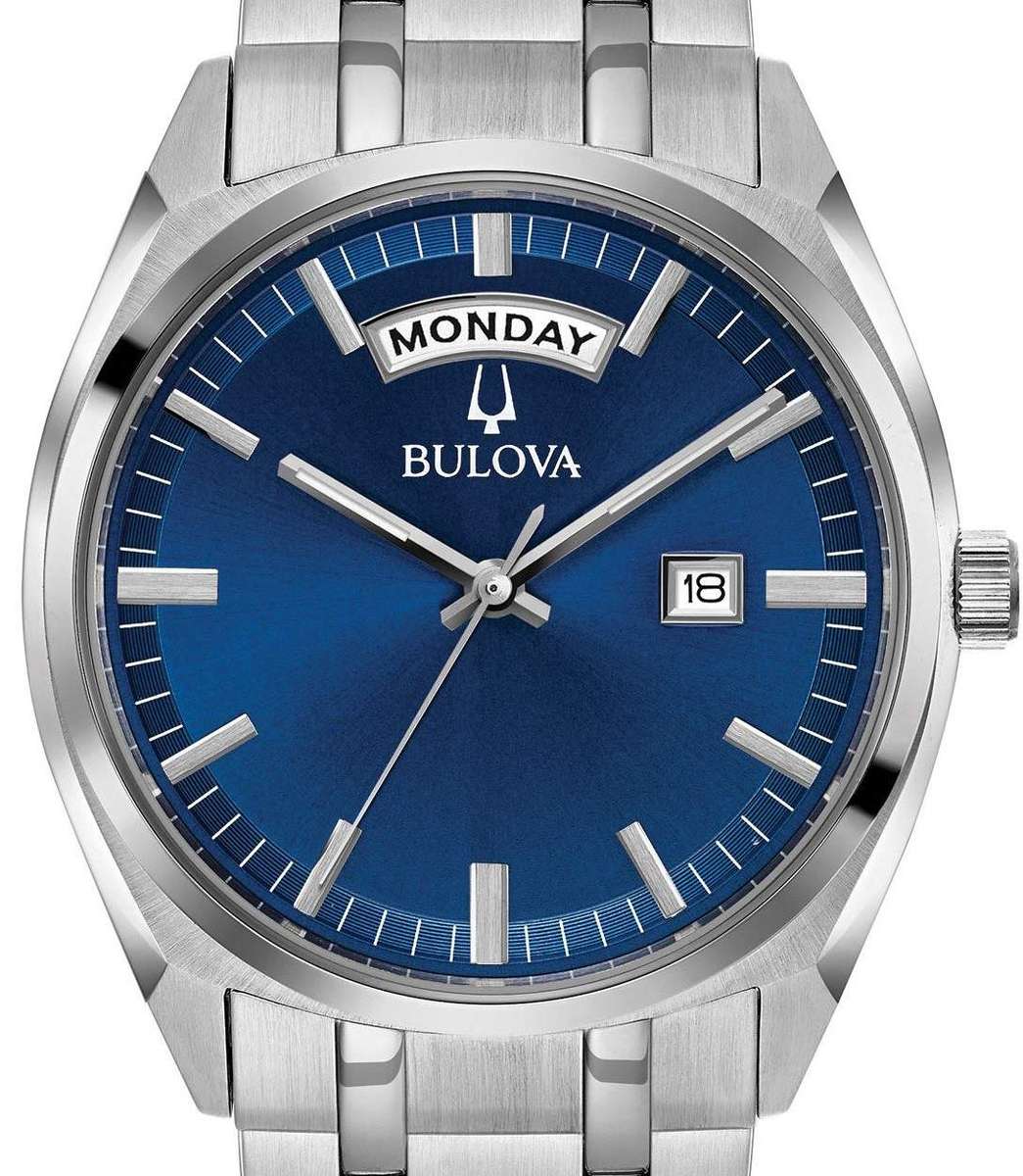 Authentic BULOVA Classic Blue Dial Stainless Steel Mens Watch