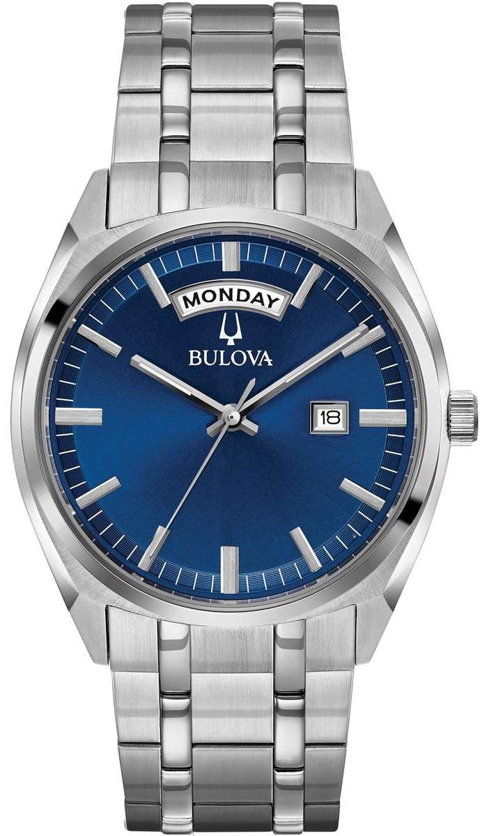 Authentic BULOVA Classic Blue Dial Stainless Steel Mens Watch