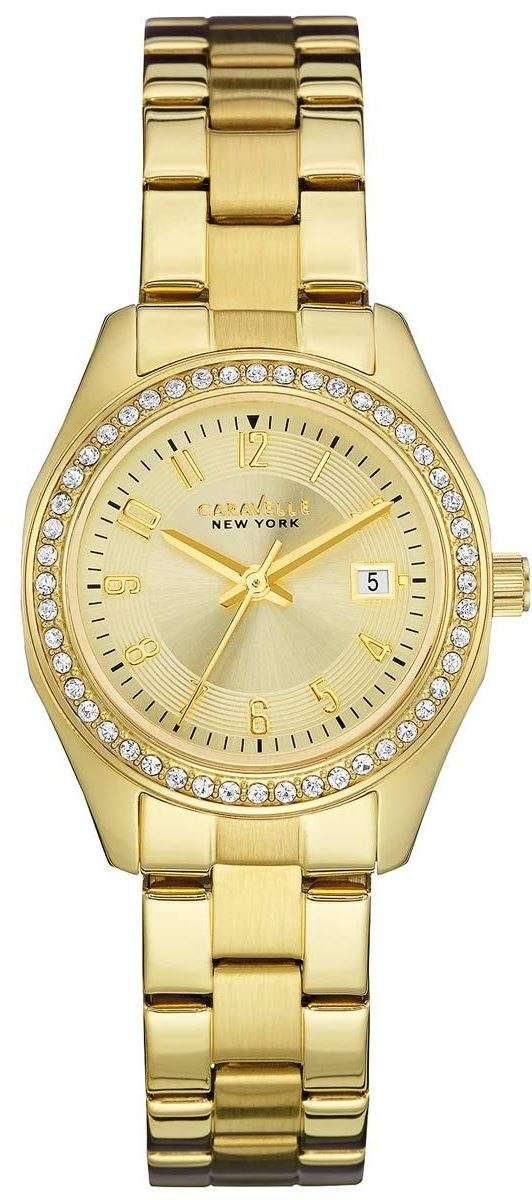 Authentic CARAVELLE By BULOVA Crystal Accented Stainless Steel Ladies Watch