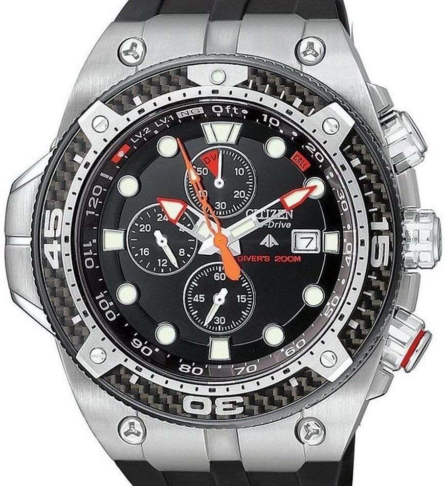 Authentic CITIZEN Eco Drive Promaster Depth Meter Chronograph Mens Watch