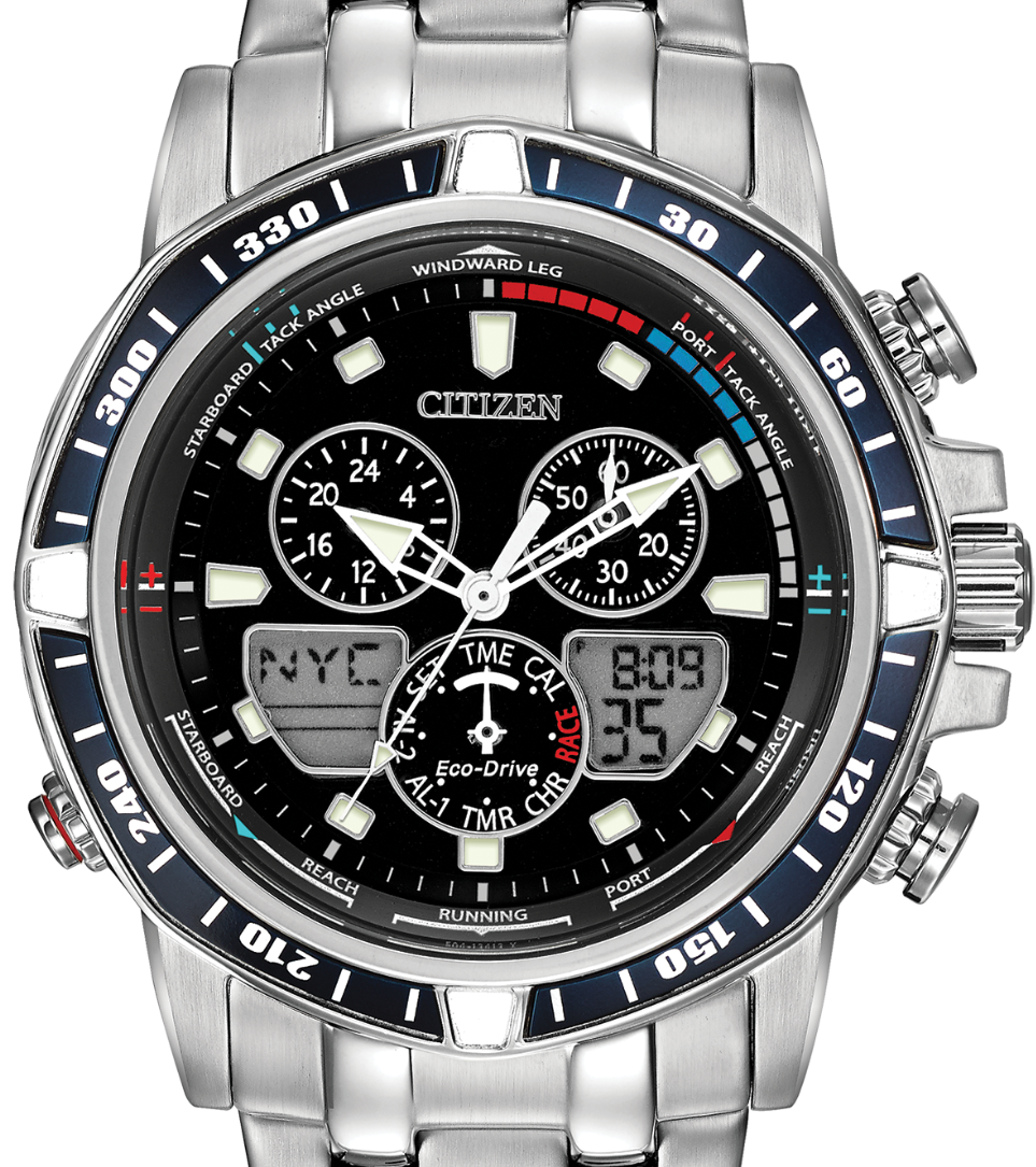 Authentic CITIZEN Eco-Drive SailHawk Alarm Chronograph Yachting World Time Mens Watch