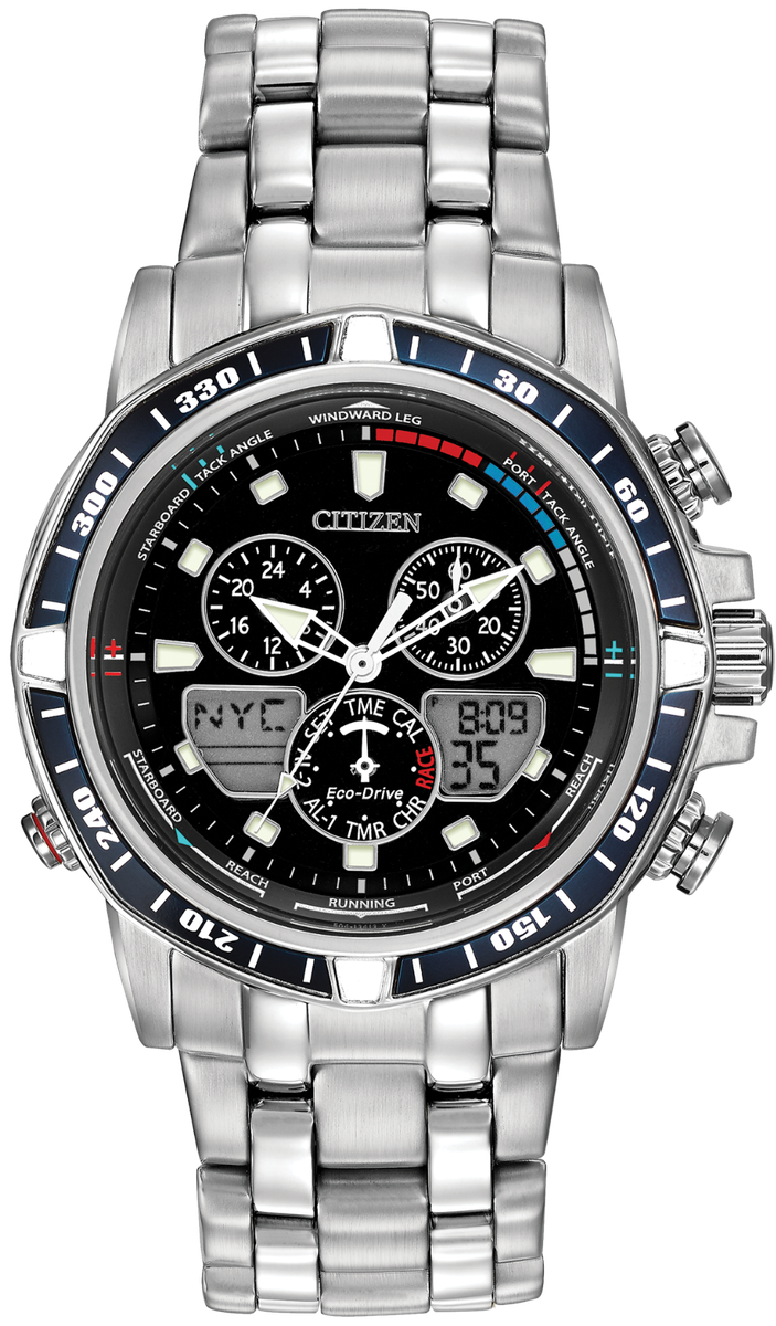 Authentic CITIZEN Eco-Drive SailHawk Alarm Chronograph Yachting World Time Mens Watch