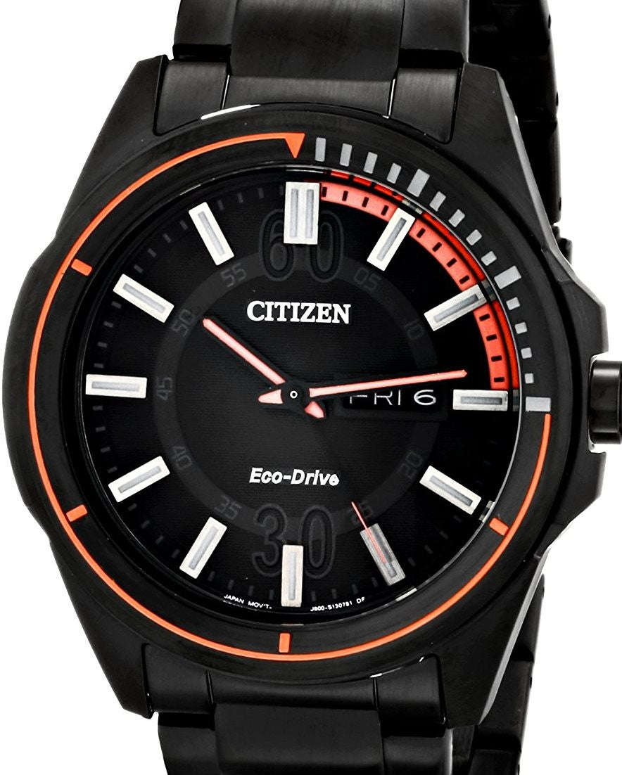 Authentic CITIZEN Eco-Drive Black Stainless Steel Mens Watch