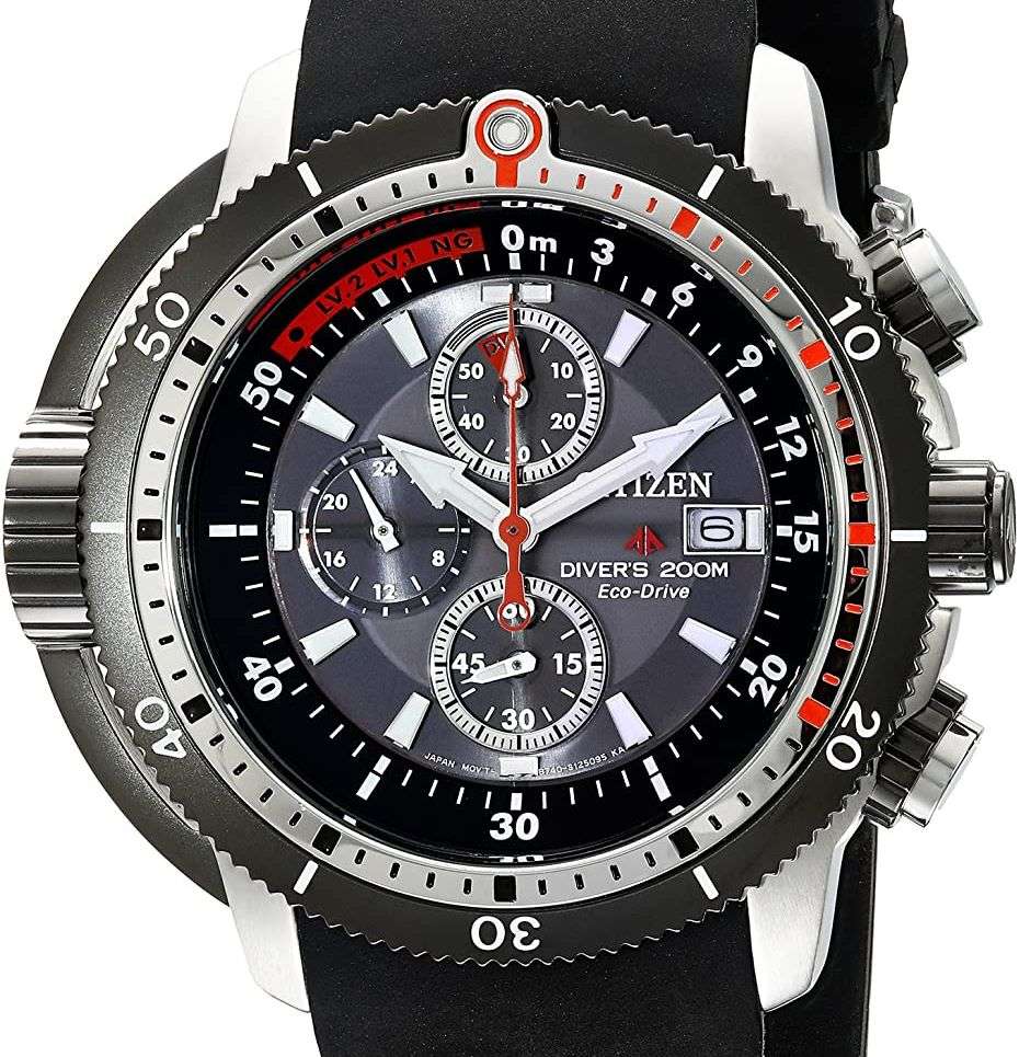 Authentic CITIZEN Eco Drive Promaster Depth Meter Chronograph Mens Watch