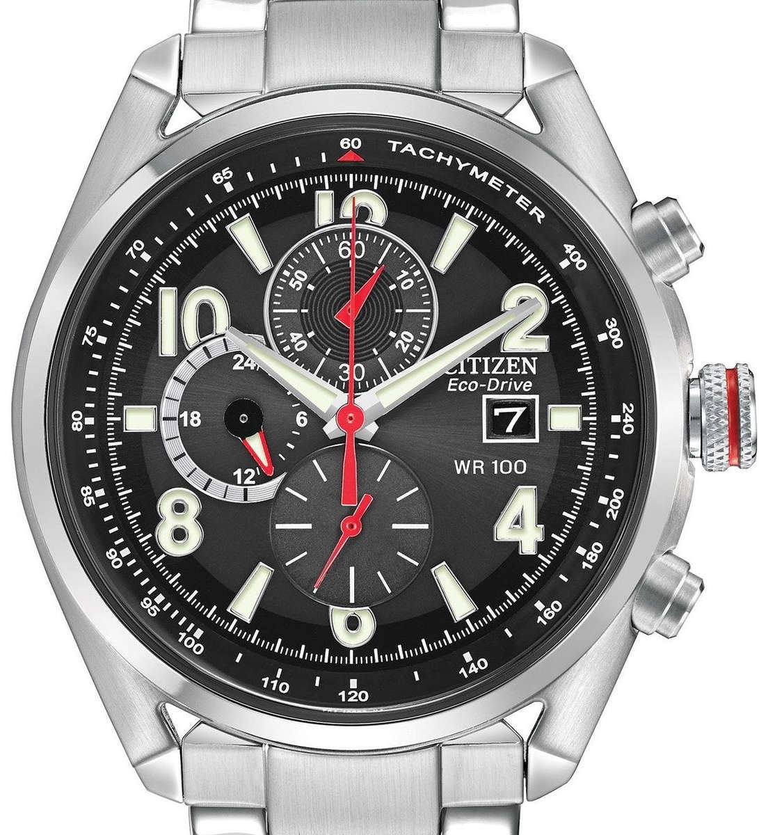 Authentic CITIZEN Eco-Drive Chandler Stainless Steel Chronograph Mens Watch