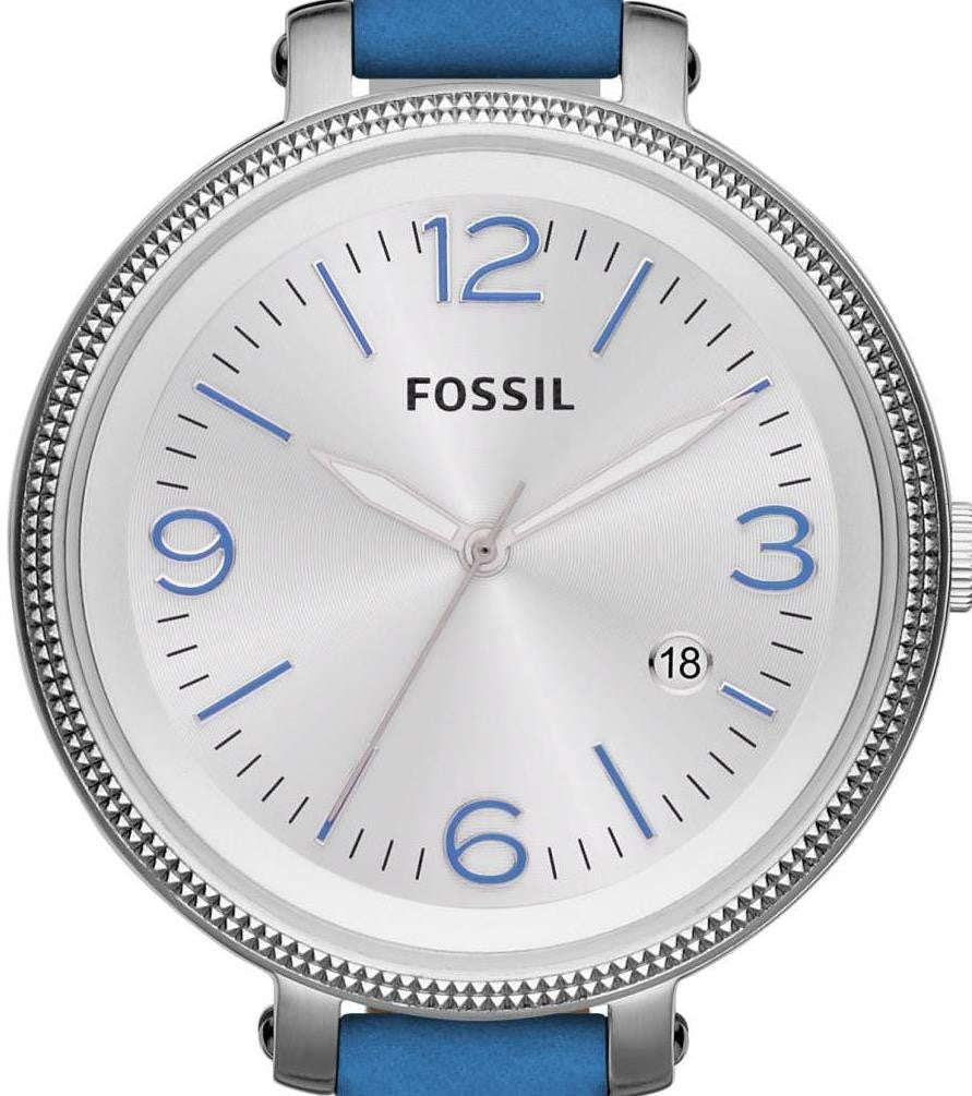 Authentic FOSSIL Heather Blue Leather Large Dial Ladies Watch