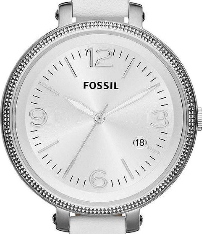 Authentic FOSSIL Heather White Leather Large Dial Ladies Watch