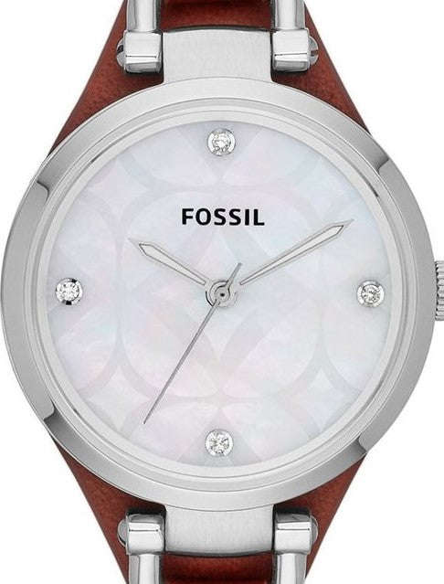 Authentic FOSSIL Georgia Burgundy Leather Ladies Cuff Watch