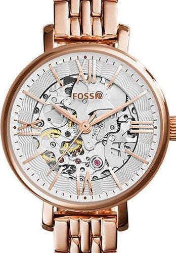Authentic FOSSIL Jacqueline Rose Gold Skeleton Automatic Ladies Watch