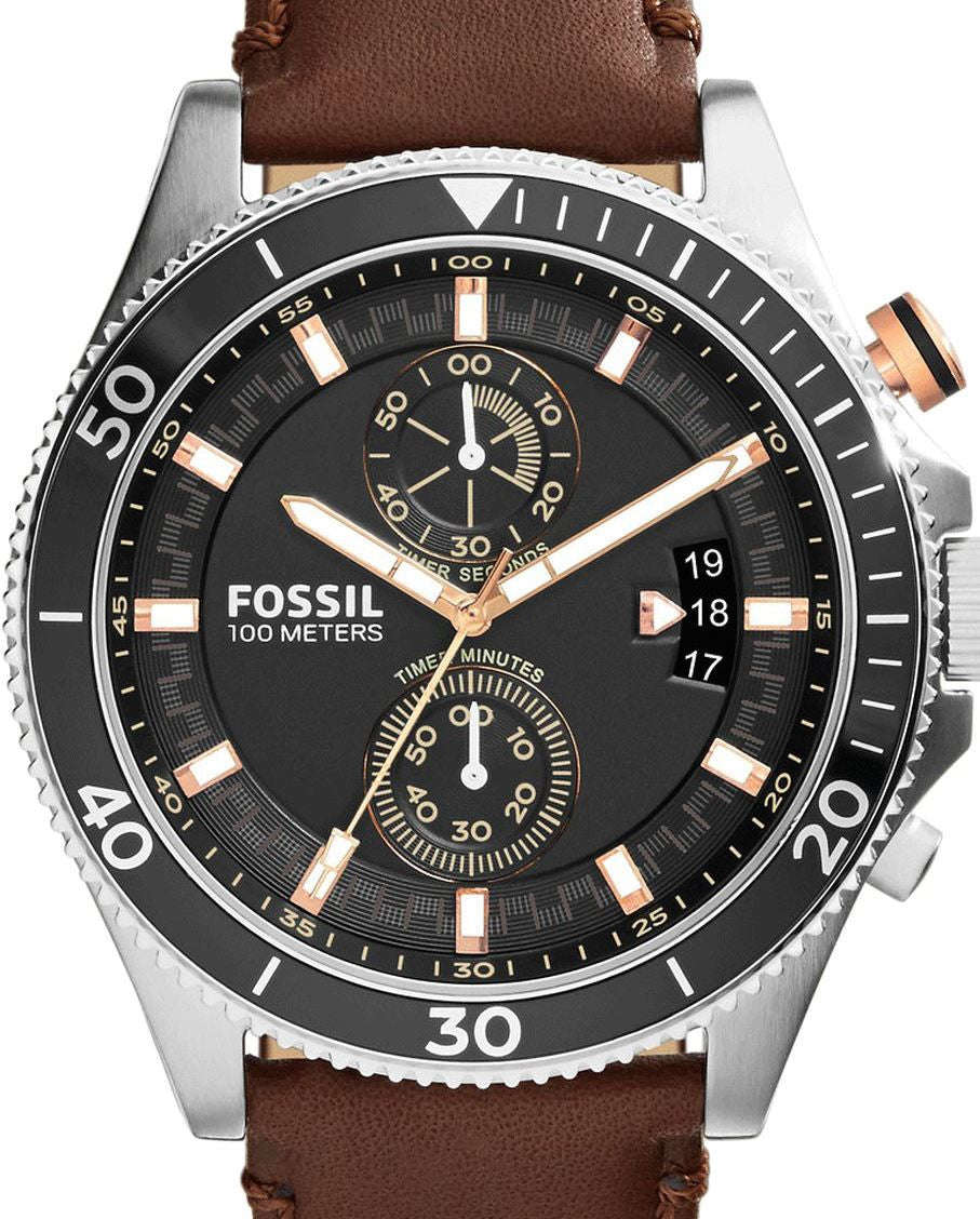 Authentic FOSSIL Wakefield Brown Leather Chronograph Mens Watch
