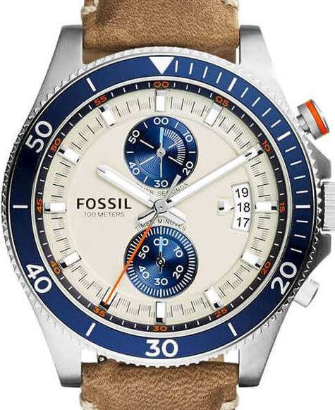 Authentic FOSSIL Wakefield Tan Leather Chronograph Mens Watch