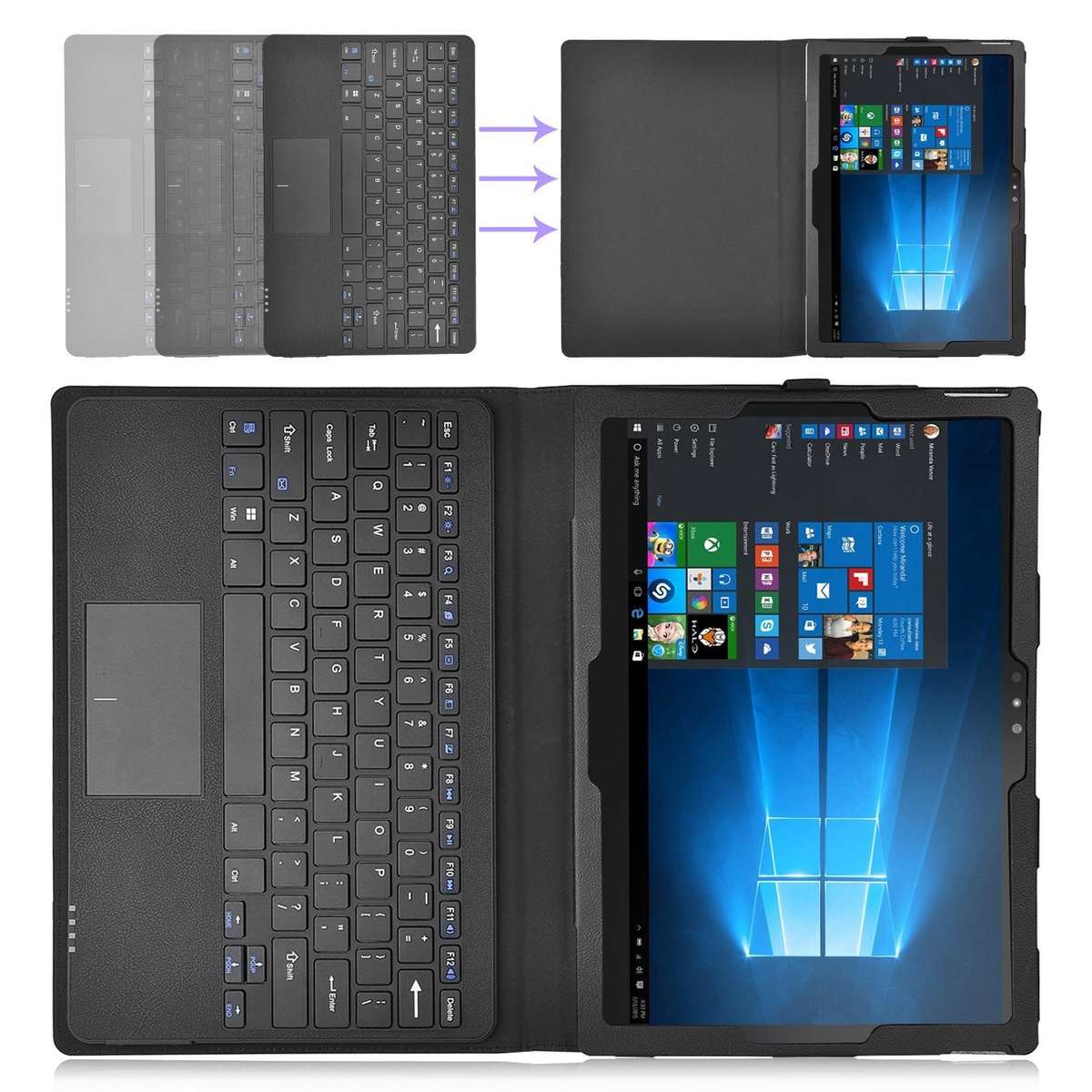 IVSO PU Leather Bluetooth Keyboard Case For Microsoft Surface Pro 4