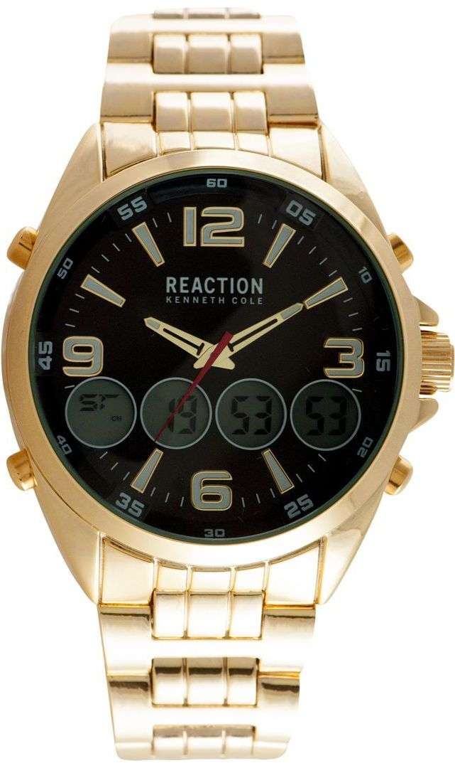 Authentic KENNETH COLE Reaction Black Stainless Steel Oversized Mens Watch