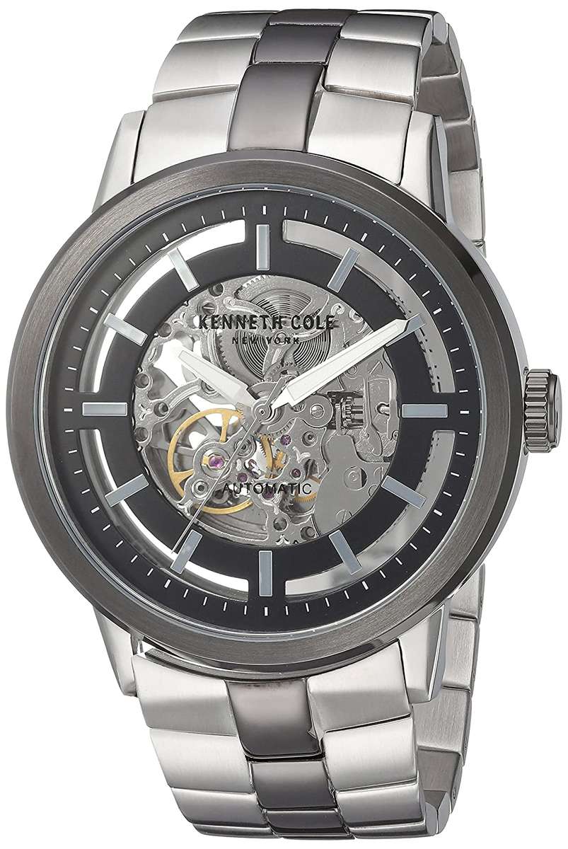 Authentic KENNETH COLE Skeleton Stainless Steel Automatic Mens Watch