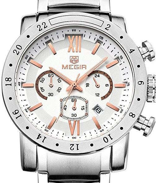 MEGIR Stainless Steel Chronograph Mens Watch