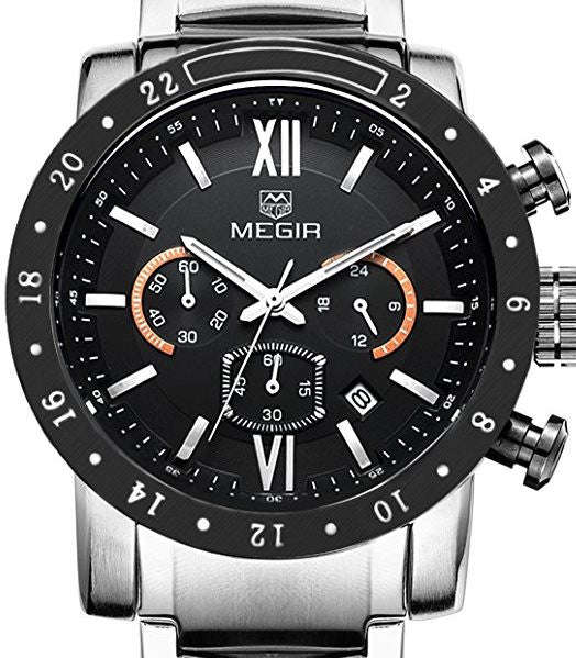 MEGIR Stainless Steel Chronograph Mens Watch