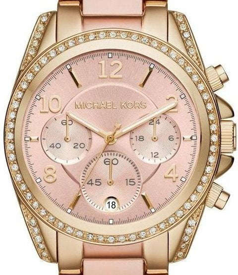 Authentic MICHAEL KORS Blair Two Tone Crystal Chronograph Ladies Watch