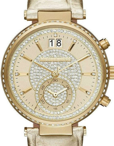 Authentic MICHAEL KORS Sawyer Crystal Accented Chronograph Ladies Watch
