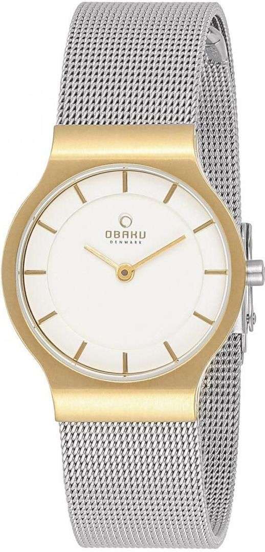 Authentic OBAKU Denmark Two Tone Stainless Steel Mesh Ladies Watch