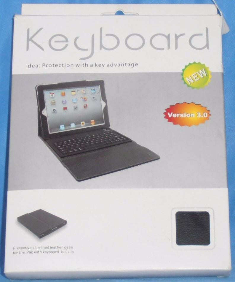 Protective Slim Lined Leather Case For Ipad 2/3/4 With Built-In Keyboard - White
