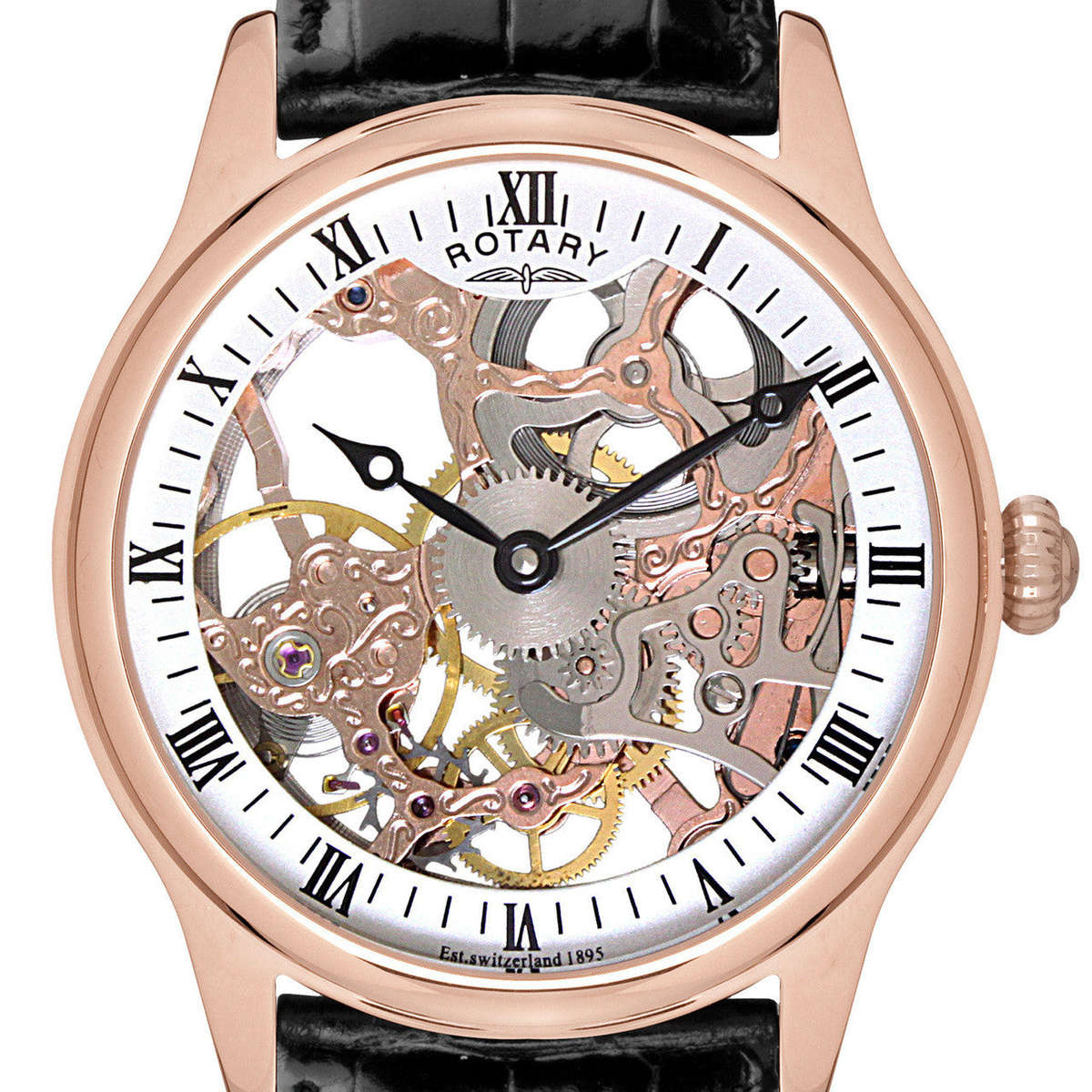 Authentic ROTARY Skeleton Automatic Mens Watch