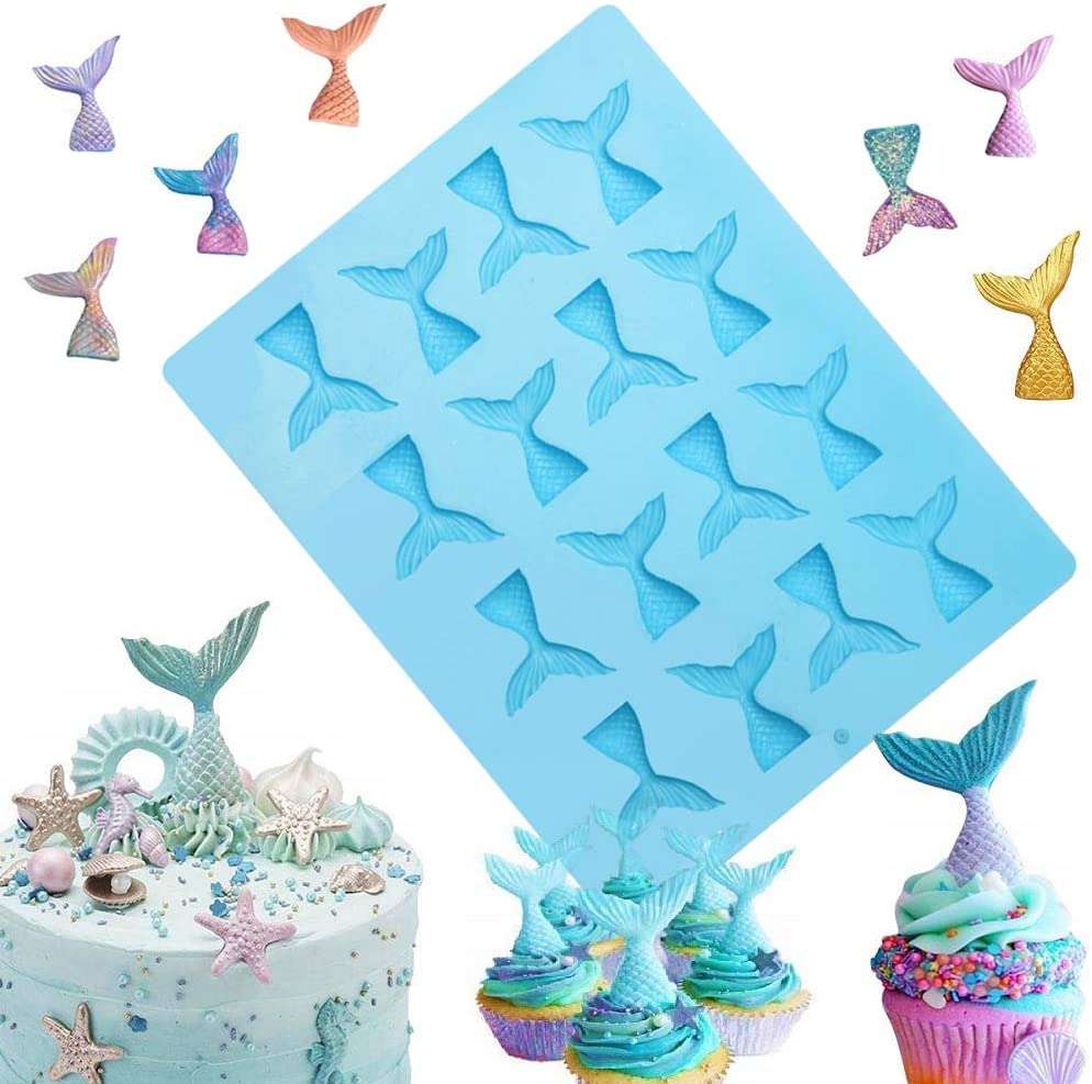 Silicone Mermaid Tail Mold for Fondant, Cake Decorating, Chocolate, Soap, Candy, Jelly, Cupcake D...