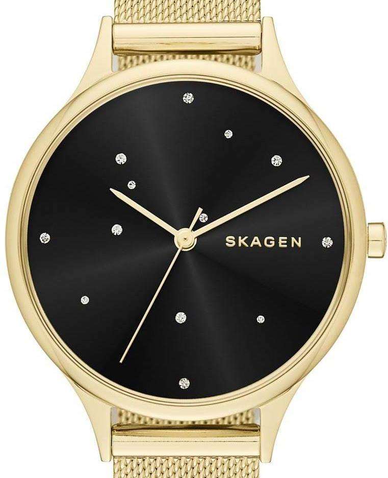Authentic SKAGEN Denmark Anita Crystal Accented Gold Tone Ladies Watch