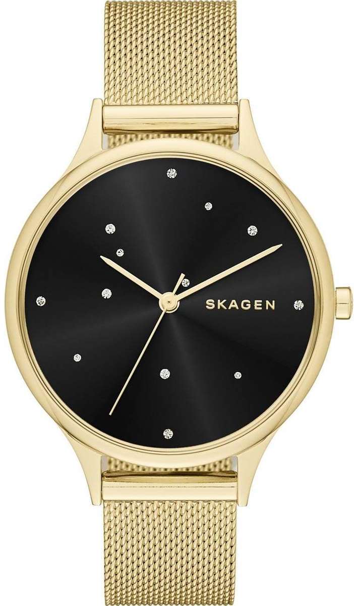 Authentic SKAGEN Denmark Anita Crystal Accented Gold Tone Ladies Watch