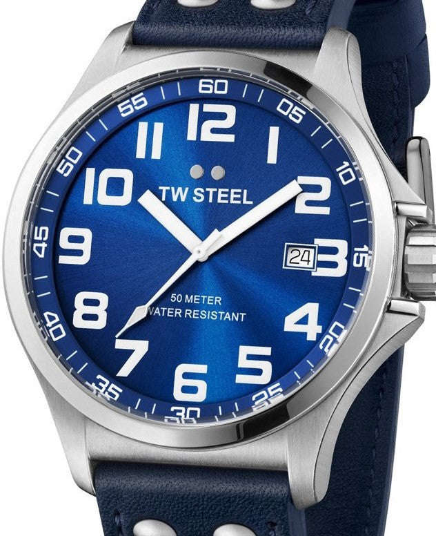 Authentic TW STEEL Pilot Collection Sunray Blue Oversized Mens Watch