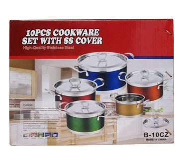 Pot Set 10 Piece With SS Cover